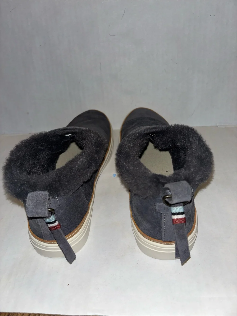 Toms Black Suede Shearling-Lined Ankle Booties